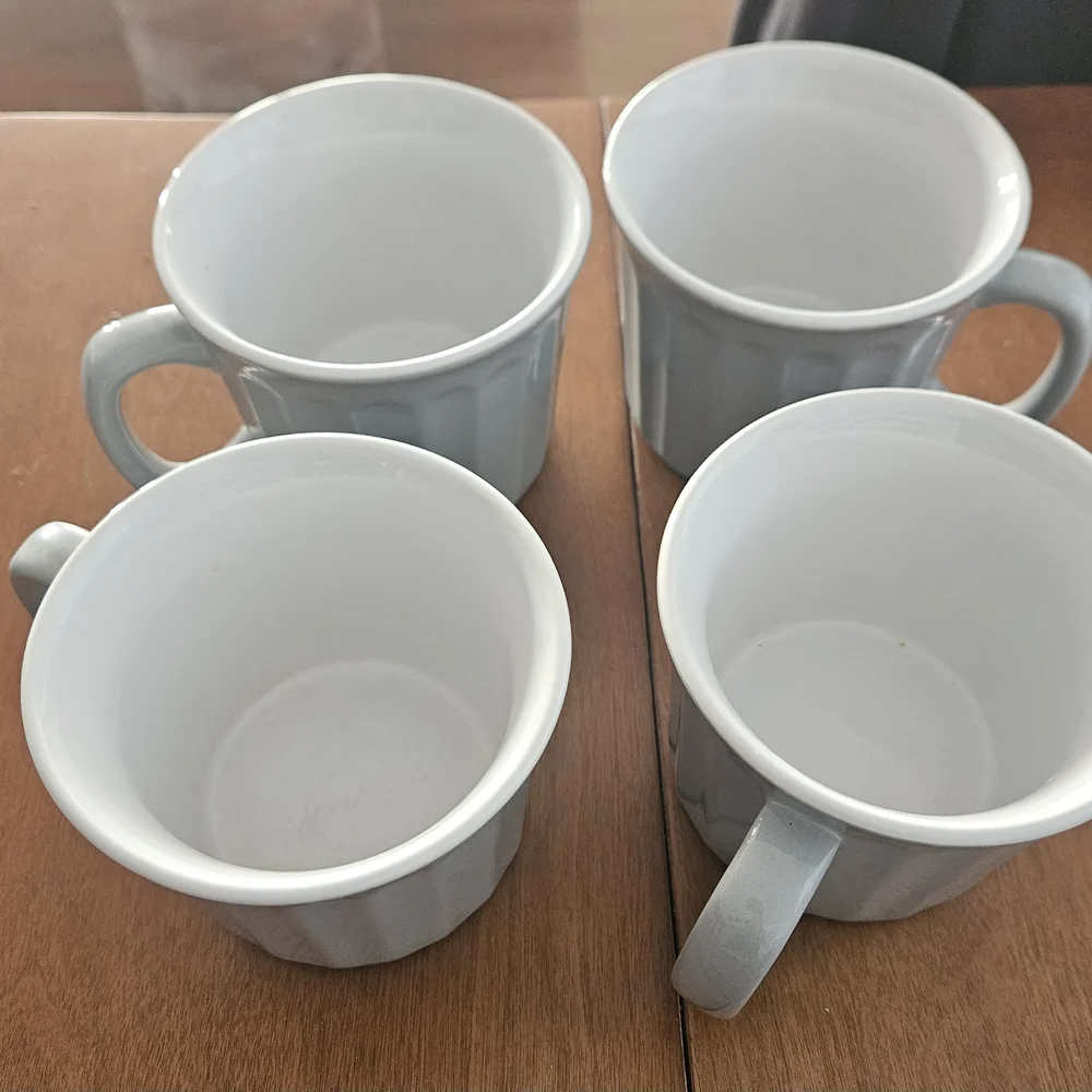Coffee Cups Mugs Gray Oversized With Handles New